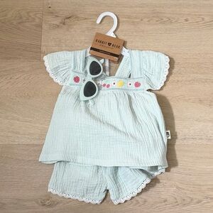 Rabbit Bear Organic Light Mint Two-Piece Top & Shorts Set (2T)